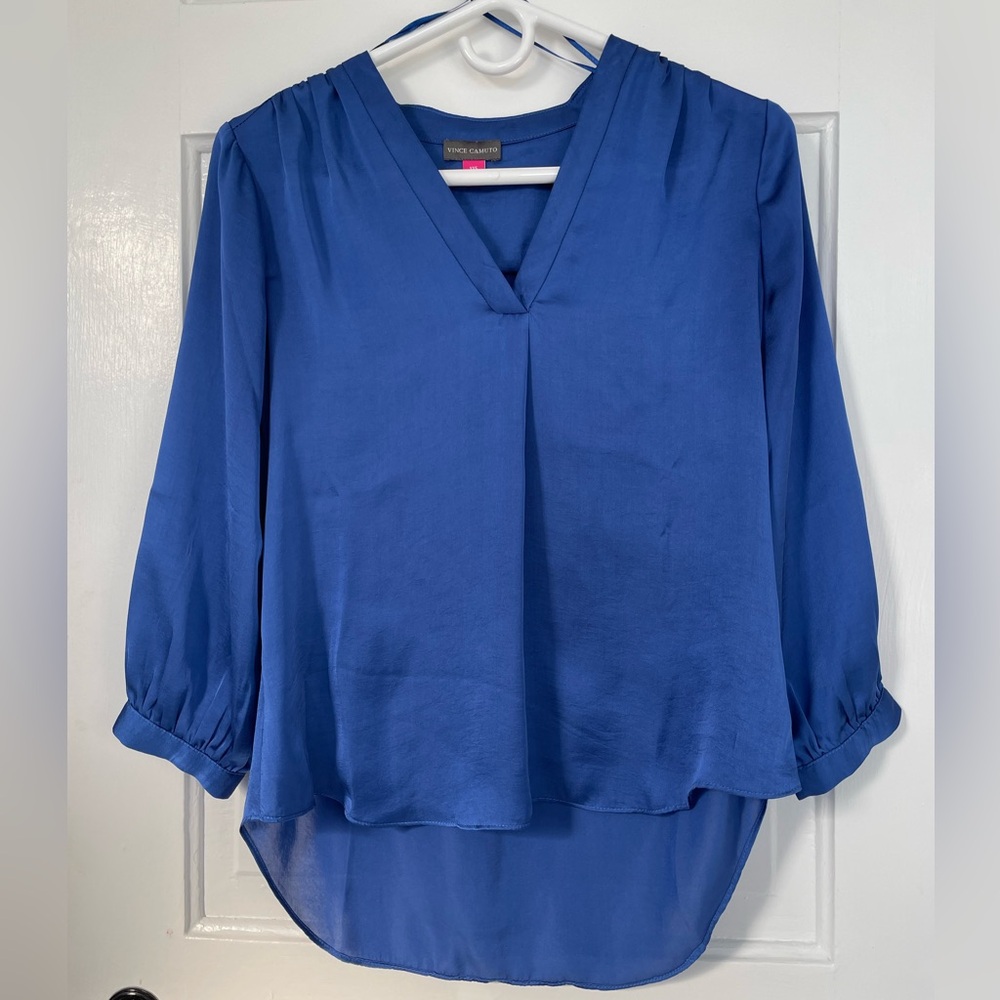 Vince Camuto Royal Blue V-Neck Blouse
